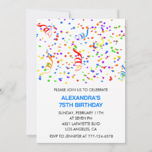 Cartes d'invitation simples pour 75e anniversaire