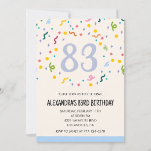 Cartes d'invitation simples pour 83ème anniversair