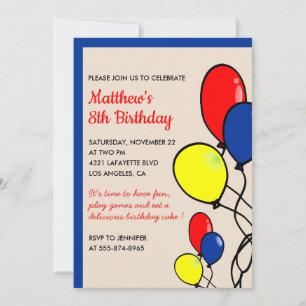 Cartes d'invitation simples pour un 8ème anniversa