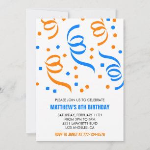 Cartes d'invitation simples pour un 8ème anniversa