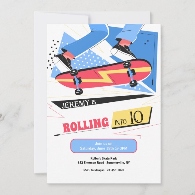 Cartes d'invitation Skateboard (Devant)