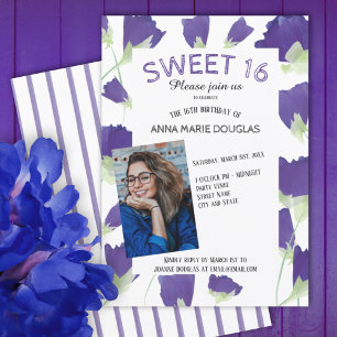 Cartes d'invitation Sweet 16 Fleurs de Tulipes de