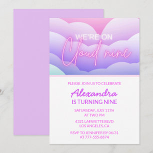 Cartes d'invitation thème d'anniversaire Cloud 9 A