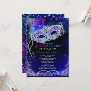 Cartes d'invitation thème Quinceanera Nuit étoilée