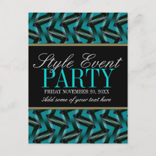 Cartes d'invitation turquoise Black Office Party