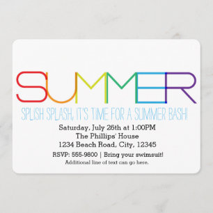 Cartes d'invitation typographiques arc-en-ciel pou