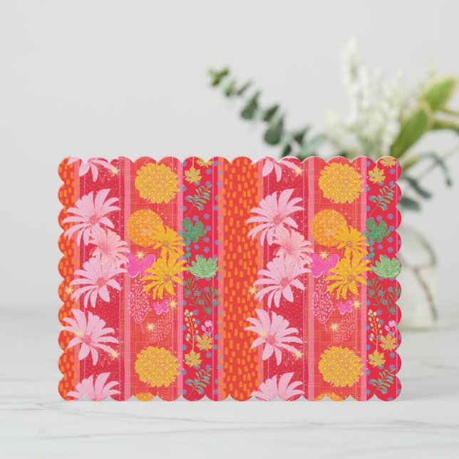 Cartes d'invitation vierges dos rouge festif (Debout devant)