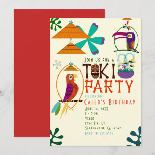Cartes d'invitation vintage luau pour l'anniversai