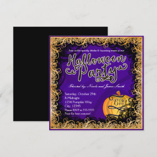 Cartes d'invitation violettes et orange pour une f