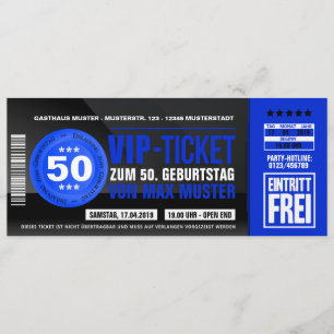 Cartes d'invitation VIP-TICKET (bleu)