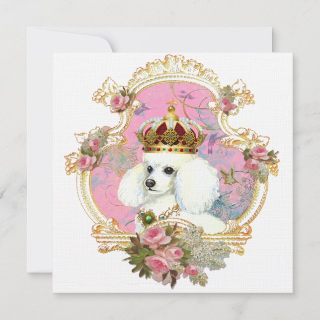 Cartes d'invitation White Poodle Princess (Devant)