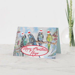Cartes d'oiseaux amusantes pour Noël Père Noël Bud