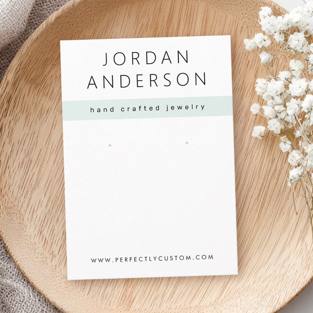 Cartes d'oreille blanc vert pâle pâle (Modern pale dusty sea green white earring cards)