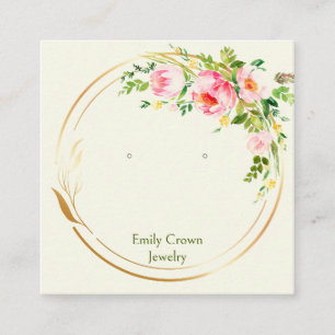 Cartes d'oreille Carré Floral Art Personnalisées