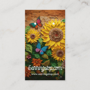Cartes d'oreille Motif 3D Fleurs et Papillons