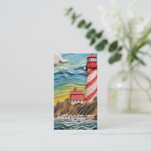 Cartes d'oreille Motif 3D Lighthouse (Debout devant)