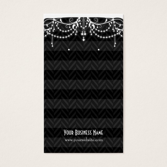 Cartes d'oreille personnalisées Art Déco noir blan (Devant)