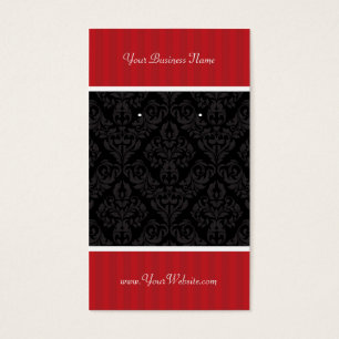 Cartes d'oreille personnalisées Rouge Noir Damas r