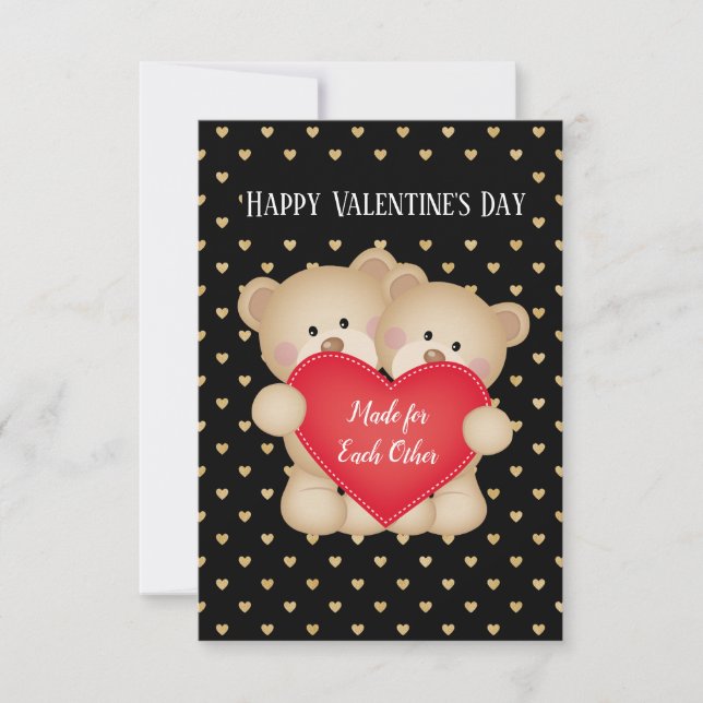 Cartes d'ours en peluche faits l'un pour l'autre (Devant)