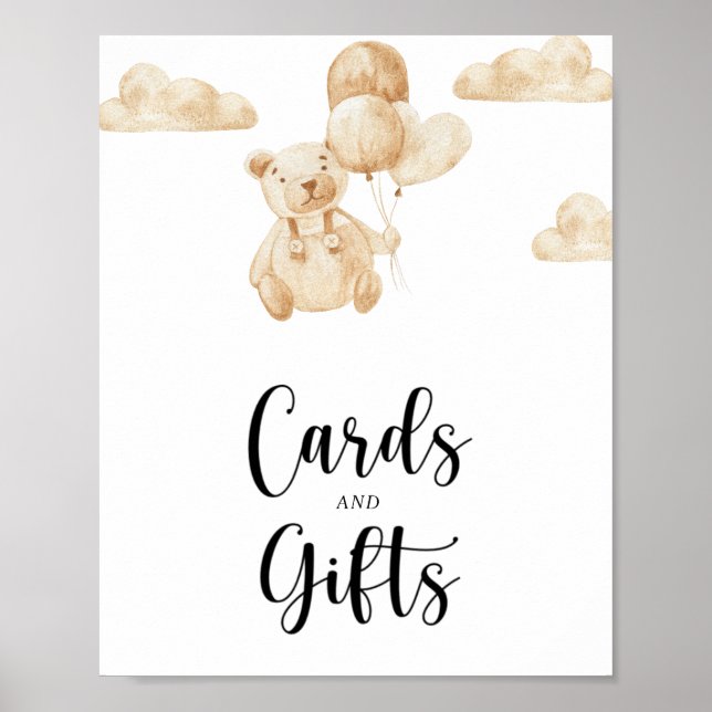 Cartes d'ours et affiche de baby shower (Devant)