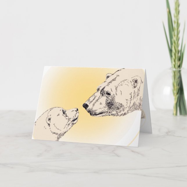 Cartes d'Ours Polaire Cartes d'Art de la fête des  (Devant)