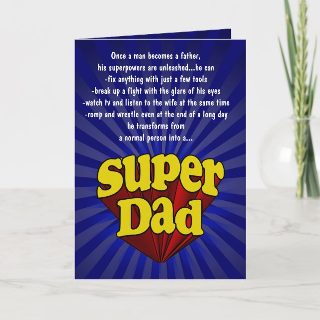 Cartes drôles de fête des pères, papa superbe (Devant)