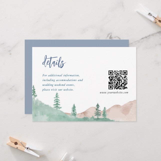 Cartes du Mariage de la forêt de Nature Mountain (Devant/Arrière en situation)