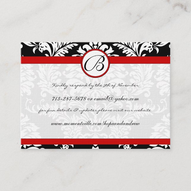 Cartes du site Web RedTrim Black Damask Response (Devant)