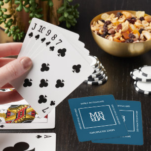 Cartes Élégante carte de jeu moderne bleu foncé avec nom