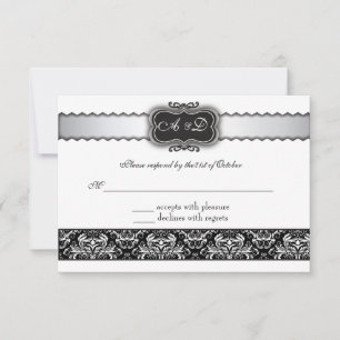 Cartes élégantes Black Damask et Silver RSVP