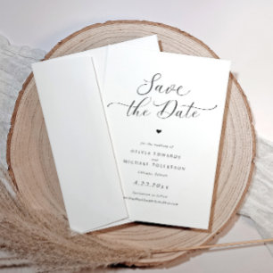 Cartes Élégantes de Mariage Simple cœur pour Sauve
