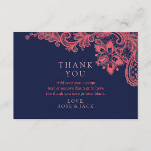 Cartes élégantes de Merci de marine et de mariage