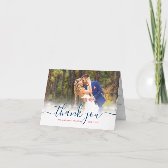 Cartes élégantes de Merci de photo de mariage de (Devant)