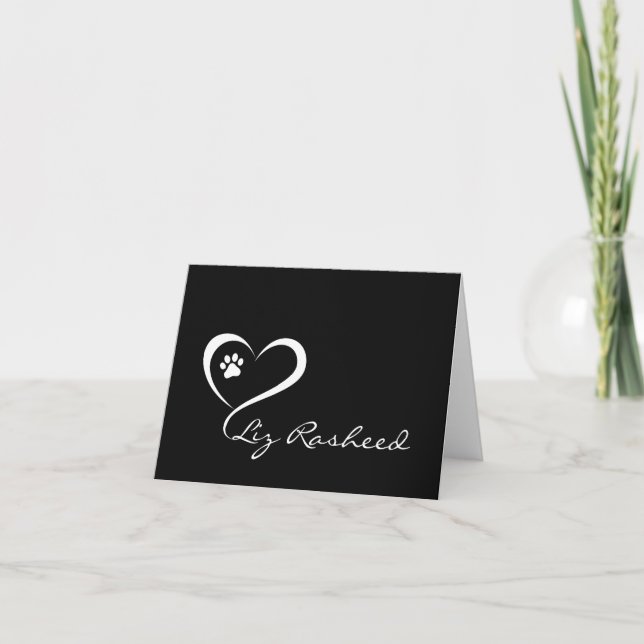 Cartes en noir de coeur / Merci / Invitation (Devant)