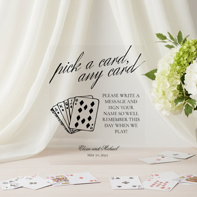 Cartes en noir et blanc Choisir une carte N'import (Add a fun and interactive touch to your wedding or event with this modern serif playing cards sign!)
