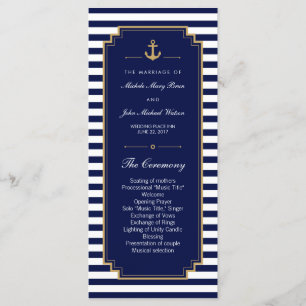Cartes en rack du programme de mariage bleu marine