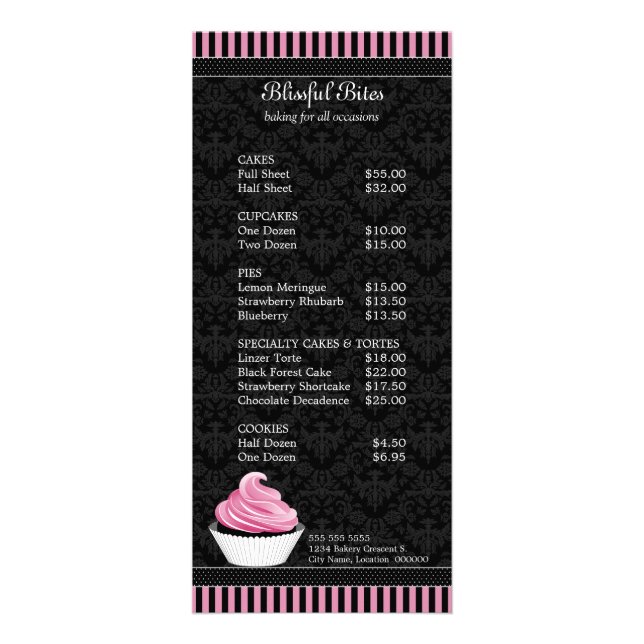 Cartes en rack élégantes pour boulangerie Cupcake (Devant)