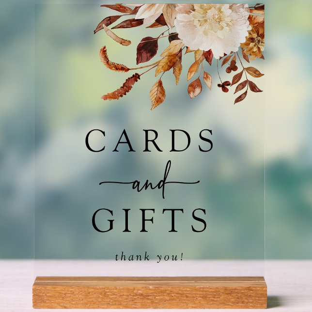 Cartes et cadeaux (Rustic Floral Wedding Cards and Gift Fall Acrylic Sign by Painted Paperie
)