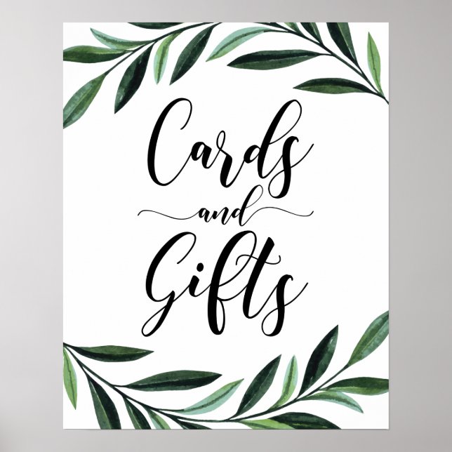 Cartes Et Cadeaux Aquarelle Poster Vert (Devant)