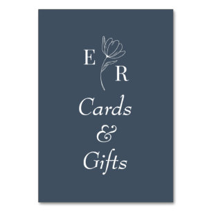 Cartes et cadeaux Ardoise Bleu Floral Monogramme S