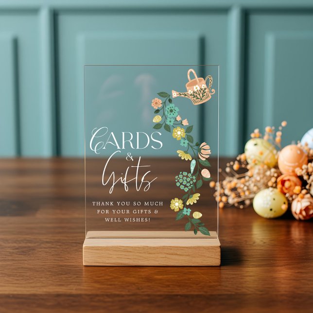 Cartes et cadeaux baby showers Printemps Pâques fl (Baby Shower Cards & Gifts Spring Floral Easter Acrylic Sign)
