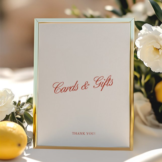 Cartes et cadeaux Élégant Mariage rouge et ivoire (Cards & Gifts Elegant Red & Ivory Wedding Sign)