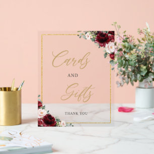 Cartes et Cadeaux Floraux Élégants Bourgogne Rose