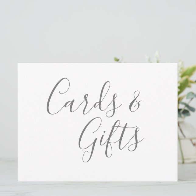 Cartes et cadeaux gris Calligraphie Texte (Debout devant)