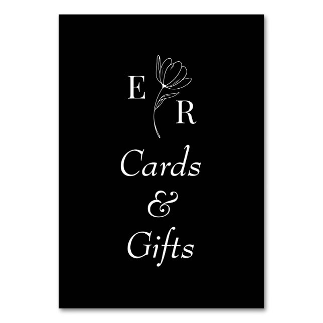 Cartes et cadeaux Monogramme Floral Noir Panneau d (Par défaut)