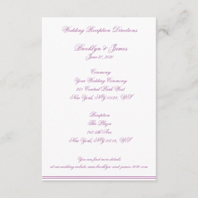 Cartes Et Directions Des Mariages D'Orchidées Radi (Devant)