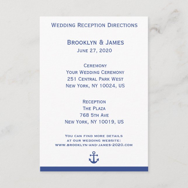 Cartes Et Directions Des Mariages Nautiques (Devant)