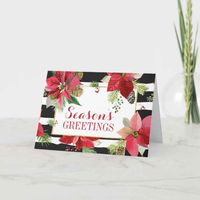 Cartes Étoiles de Noël, Rayures Noires (Devant)