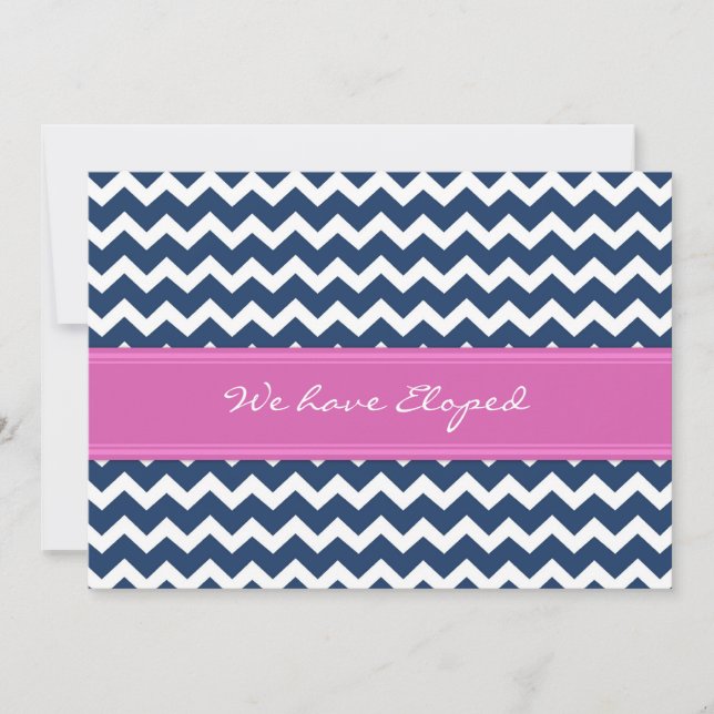 Cartes Faire-part Chevron Blue Rose Elopement (Devant)