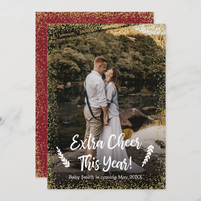 Cartes Faire-part de grossesse de Noël (Devant / Derrière)